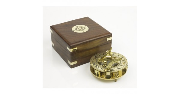 Brass 2 Pocket Sundial Compass in a wood box – Ahura Collectables Brass 2 Pocket Sundial Compass in a wood box – Ahura Collectables