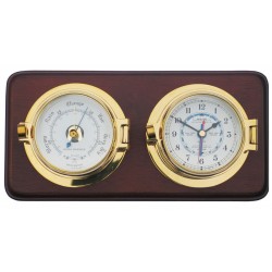Royal Mariner Channel Latch Tide Clock and Barometer - Brass on Wooden Board Royal Mariner Channel Latch Tide Clock and Barometer - Brass on Wooden Board