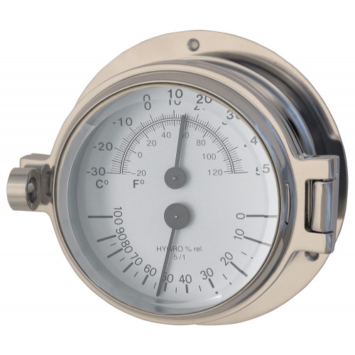 Royal Mariner Channel Latch Thermometer Hygrometer - Polished Chrome Royal Mariner Channel Latch Thermometer Hygrometer - Polished Chrome