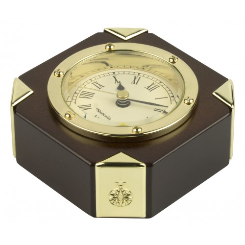 Clock Paperweight with Gold-Plated Corners