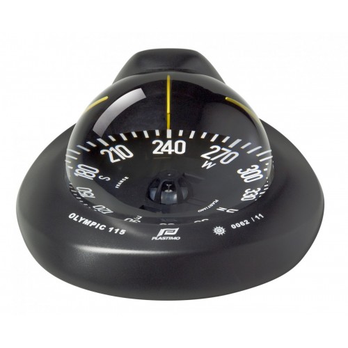 Plastimo Olympic 115 Flush Mount Compass - Black Body, Black Flat Card (60997)