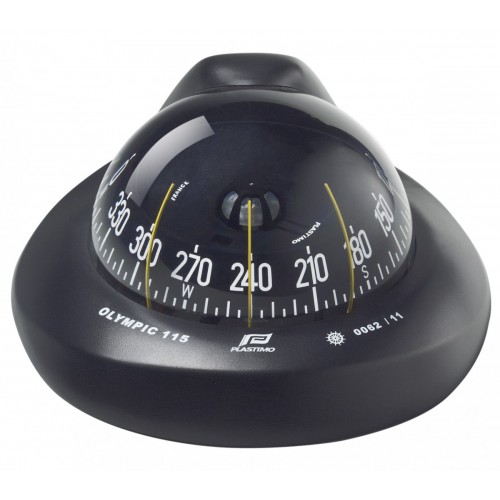 Plastimo Olympic 115 Flush Mount Compass for 45 Degree Incline - Black Body, Black Conical Card (60999)