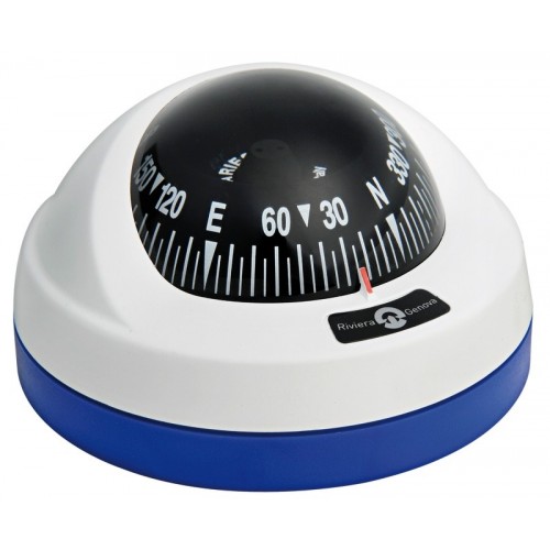 Riviera Aries Compass (BAR) - Surface Mount - White/Blue Base With Black Card