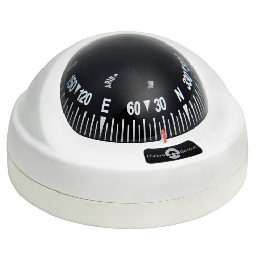 Riviera Aries Compass (BAR) - Surface Mount - White Base With Black Card