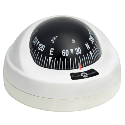 Riviera Aries Surface Mount Compass - White Base, Black Card (62.00405.08)